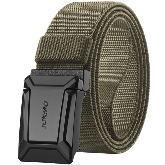 JUKMO Taktischer Stretchgürtel für Männer, Militär Arbeit Rigger Wandern,3,8cm elastische Nylon Web Ratsche Schnellspanner Gürtel in Geschenkbox (Kojote, Klein)