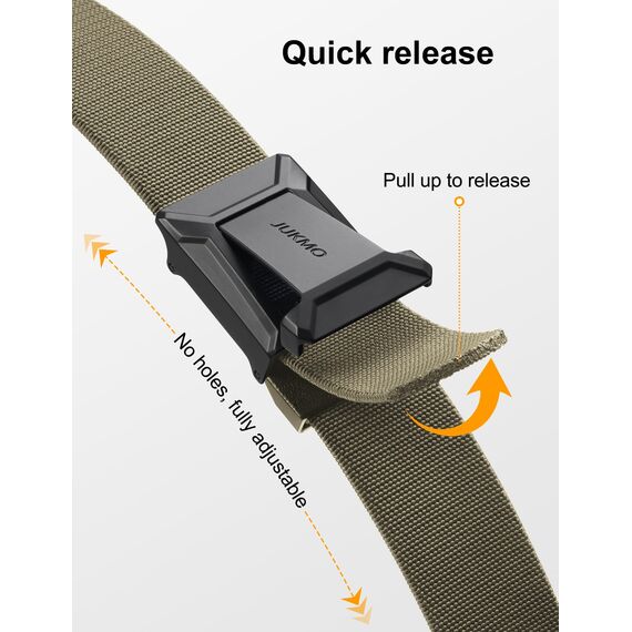 JUKMO Taktischer Stretchgürtel für Männer, Militär Arbeit Rigger Wandern,3,8cm elastische Nylon Web Ratsche Schnellspanner Gürtel in Geschenkbox (Kojote, Klein)