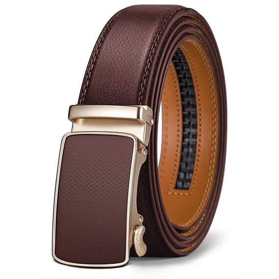 BULLIANT Gürtel Herren, Gürtel Ratsche Ledergürtel Automatikschließe für Herren Anzug Business Kleidung,Breit 35mm,Größe Angepasst(Hellbraun-140cm/42-48" taille verstellbar)