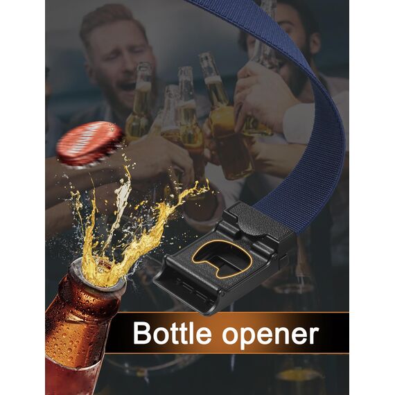 JUKMO Taktischer Stretchgürtel für Männer, Militär Arbeit Rigger Wandern,3,8cm elastische Nylon Web Ratsche Schnellspanner Gürtel in Geschenkbox (Blau, Groß)