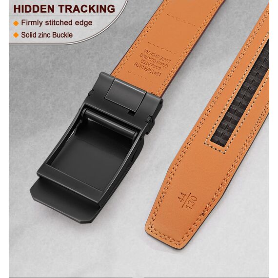 BULLIANT Gürtel Herren, Gürtel Ratsche Ledergürtel Automatikschließe für Herren Anzug Business Kleidung,Breit 35mm,Größe Angepasst(Schwarz,125cm/36-42" taille verstellbar)