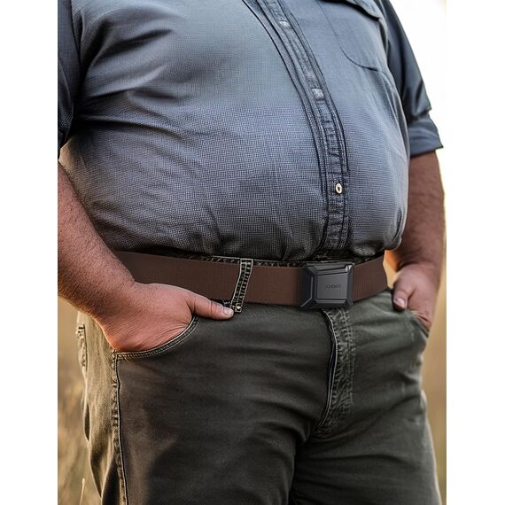 JUKMO Taktischer Stretchgürtel für Männer, Militär Arbeit Rigger Wandern,3,8cm elastische Nylon Web Ratsche Schnellspanner Gürtel in Geschenkbox (Kaffee, Medium)