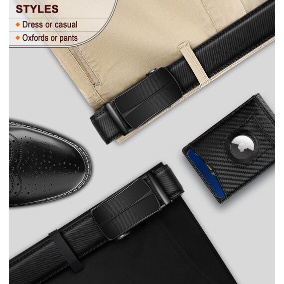 BULLIANT Gürtel Herren, Gürtel Ratsche Ledergürtel Automatikschließe für Herren Anzug Business Kleidung,Breit 35mm,Größe Angepasst(Schwarz-125cm/36-42" taille verstellbar)