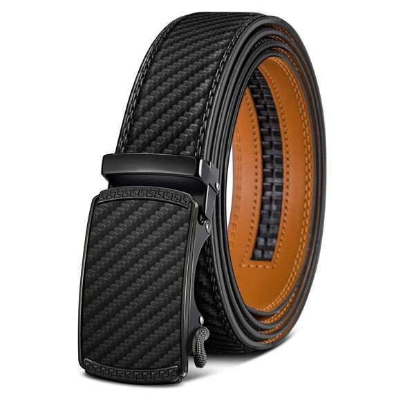BULLIANT Gürtel Herren, Gürtel Ratsche Ledergürtel Automatikschließe für Herren Anzug Business Kleidung,Breit 35mm,Größe Angepasst(Schwarz-150cm/44-52" taille verstellbar)