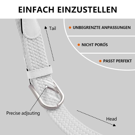 TANGCHAO Stoffgürtel Stretchgürtel Elastik Flechtgürtel Geflochtener und Elastischer Dehnbarer Gürtel für Damen und Herren Breite 3.3cm BAI-130cm