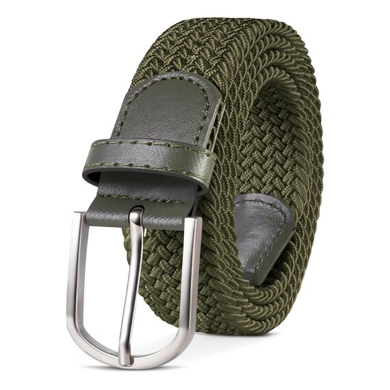 TANGCHAO Stoffgürtel Stretchgürtel Elastik Flechtgürtel Geflochtener und Elastischer Dehnbarer Gürtel für Damen und Herren Breite 3.3cm Grün 90cm