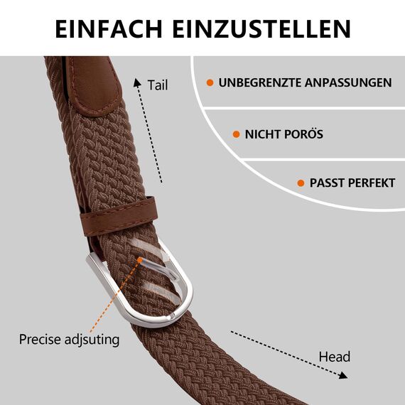 TANGCHAO Stoffgürtel Stretchgürtel Elastik Flechtgürtel Geflochtener und Elastischer Dehnbarer Gürtel für Damen und Herren Breite 3.3cm ZONG-120cm