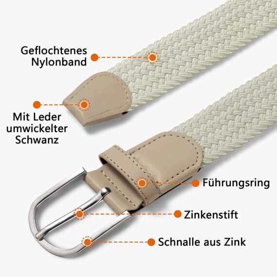 TANGCHAO Stoffgürtel Stretchgürtel Elastik Flechtgürtel Geflochtener und Elastischer Dehnbarer Gürtel für Damen und Herren Breite 3.3cm MI-100cm