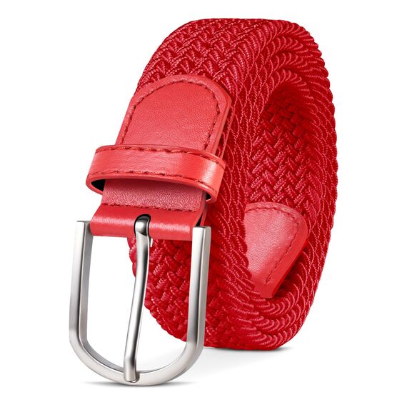 TANGCHAO Stoffgürtel Stretchgürtel Elastik Flechtgürtel Geflochtener und Elastischer Dehnbarer Gürtel für Damen und Herren Breite 3.3cm Rot 90cm