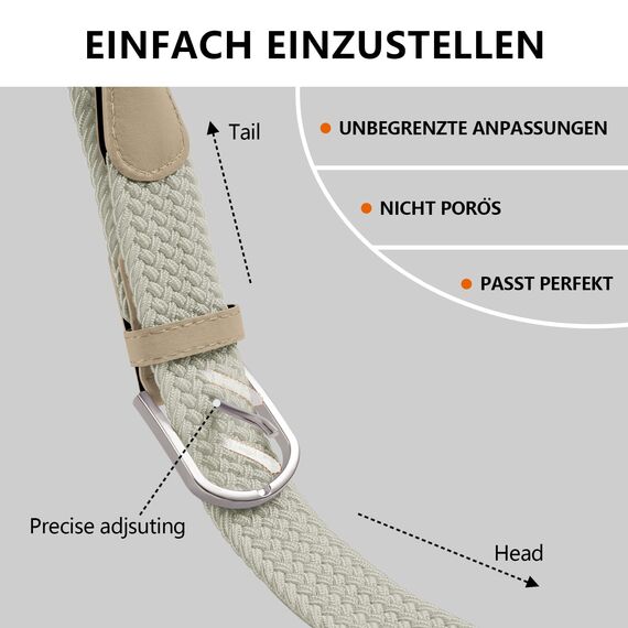 TANGCHAO Stoffgürtel Stretchgürtel Elastik Flechtgürtel Geflochtener und Elastischer Dehnbarer Gürtel für Damen und Herren Breite 3.3cm MI-135cm