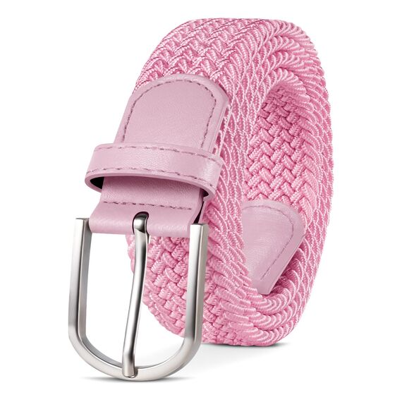 TANGCHAO Stoffgürtel Stretchgürtel Elastik Flechtgürtel Geflochtener und Elastischer Dehnbarer Gürtel für Damen und Herren Breite 3.3cm Rosa 135cm