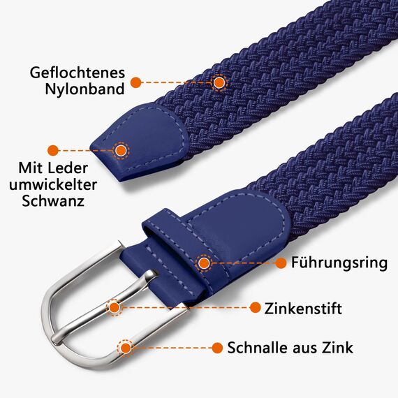 TANGCHAO Stoffgürtel Stretchgürtel Elastik Flechtgürtel Geflochtener und Elastischer Dehnbarer Gürtel für Damen und Herren Breite 3.3cm LAN-100cm