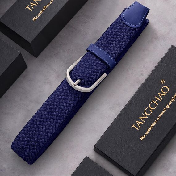 TANGCHAO Stoffgürtel Stretchgürtel Elastik Flechtgürtel Geflochtener und Elastischer Dehnbarer Gürtel für Damen und Herren Breite 3.3cm LAN-130cm