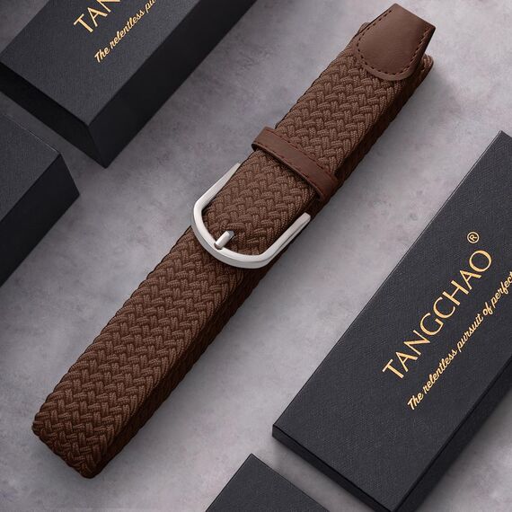 TANGCHAO Stoffgürtel Stretchgürtel Elastik Flechtgürtel Geflochtener und Elastischer Dehnbarer Gürtel für Damen und Herren Breite 3.3cm ZONG-105cm