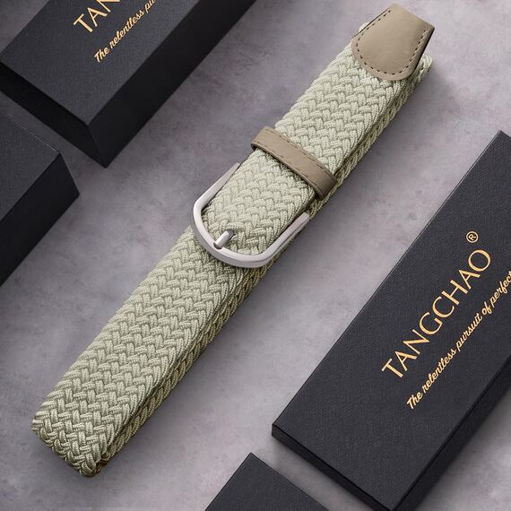 TANGCHAO Stoffgürtel Stretchgürtel Elastik Flechtgürtel Geflochtener und Elastischer Dehnbarer Gürtel für Damen und Herren Breite 3.3cm MI-100cm