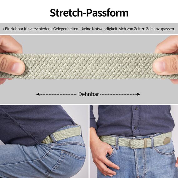 TANGCHAO Stoffgürtel Stretchgürtel Elastik Flechtgürtel Geflochtener und Elastischer Dehnbarer Gürtel für Damen und Herren Breite 3.3cm MI-135cm