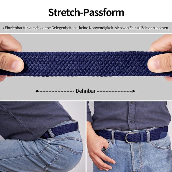 TANGCHAO Stoffgürtel Stretchgürtel Elastik Flechtgürtel Geflochtener und Elastischer Dehnbarer Gürtel für Damen und Herren Breite 3.3cm LAN-105cm