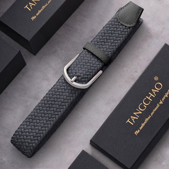 TANGCHAO Stoffgürtel Stretchgürtel Elastik Flechtgürtel Geflochtener und Elastischer Dehnbarer Gürtel für Damen und Herren Breite 3.3cm HUI-105cm