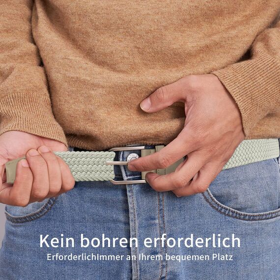 TANGCHAO Stoffgürtel Stretchgürtel Elastik Flechtgürtel Geflochtener und Elastischer Dehnbarer Gürtel für Damen und Herren Breite 3.3cm MI-120cm