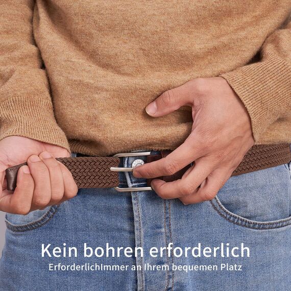 TANGCHAO Stoffgürtel Stretchgürtel Elastik Flechtgürtel Geflochtener und Elastischer Dehnbarer Gürtel für Damen und Herren Breite 3.3cm ZONG-120cm