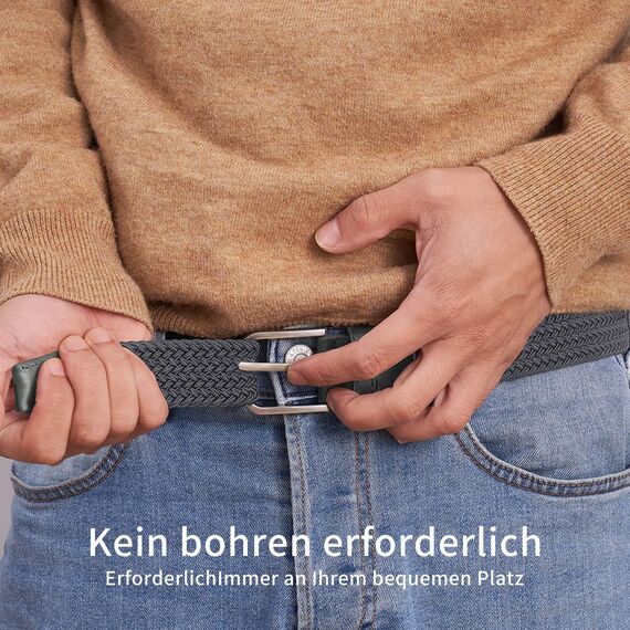 TANGCHAO Stoffgürtel Stretchgürtel Elastik Flechtgürtel Geflochtener und Elastischer Dehnbarer Gürtel für Damen und Herren Breite 3.3cm HUI-100cm