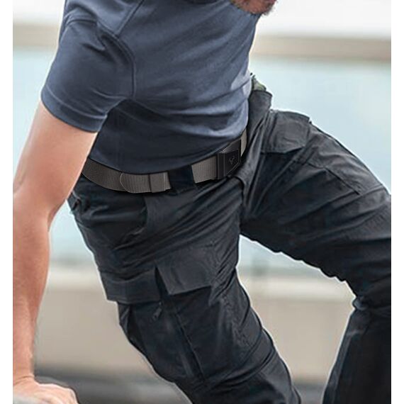 BULLIANT Taktischer Gürtel, Gürtel Herren Arbeitsgürtel Militär Wandern 3,8cm,Schnellverschluss Metallschnalle(Grigio Scuro-115cm/34-38" taille verstellbar)