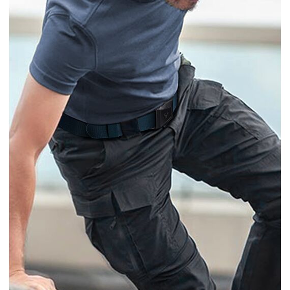 BULLIANT Taktischer Gürtel, Gürtel Herren Arbeitsgürtel Militär Wandern 3,8cm,Schnellverschluss Metallschnalle(Navy Blau,120cm/36-40" taille verstellbar)