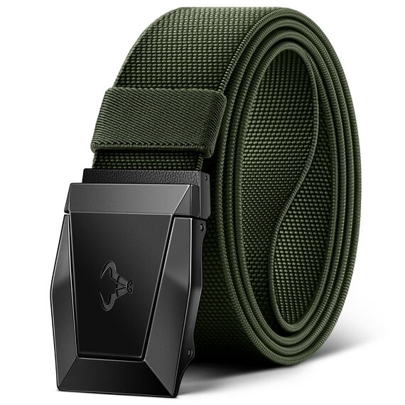 BULLIANT Taktischer Gürtel, Gürtel Herren Arbeitsgürtel Militär Wandern 3,8cm,Schnellverschluss Metallschnalle(Marinegrün-125cm/38-42" taille verstellbar)