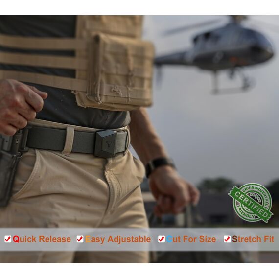 BULLIANT Taktischer Gürtel, Gürtel Herren Arbeitsgürtel Militär Wandern 3,8cm,Schnellverschluss Metallschnalle(Grigio Scuro-115cm/34-38" taille verstellbar)
