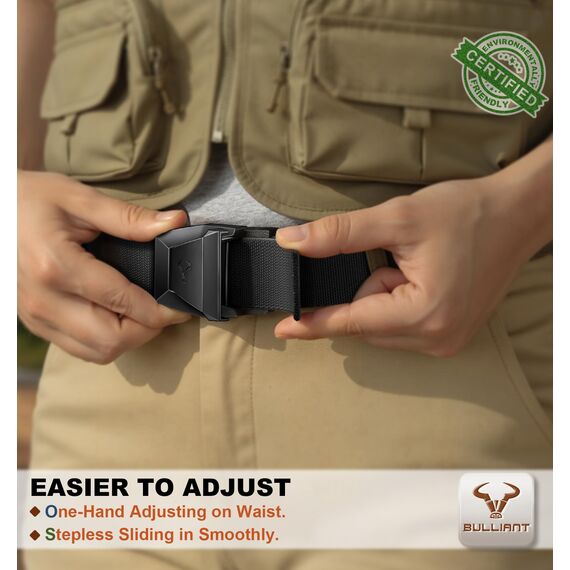 BULLIANT Taktischer Gürtel, Gürtel Herren Arbeitsgürtel Militär Wandern 3,8cm,Schnellverschluss Metallschnalle(Schwarz,120cm/36-40" taille verstellbar)