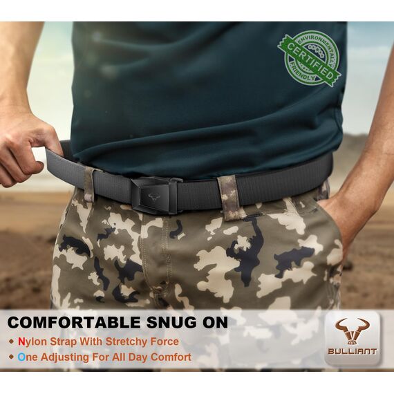 BULLIANT Taktischer Gürtel, Gürtel Herren Arbeitsgürtel Militär Wandern 3,8cm,Schnellverschluss Metallschnalle(Grigio Scuro-115cm/34-38" taille verstellbar)