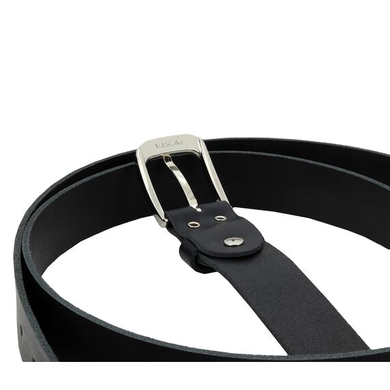 Vascavi Ledergürtel, 3 cm breit, Made in Germany, echt Leder Gürtel für Damen und Herren, kürzbar (110 cm Gesamtlänge 120 cm, Schwarz)