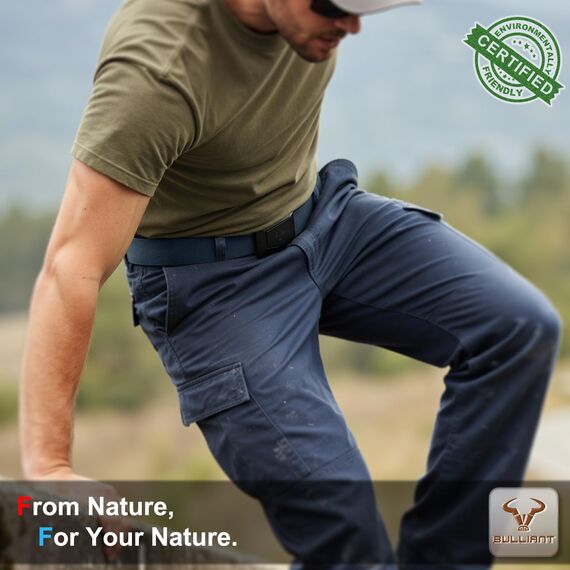 BULLIANT Taktischer Gürtel, Gürtel Herren Arbeitsgürtel Militär Wandern 3,8cm,Schnellverschluss Metallschnalle(Navy Blau,135cm/42-46" taille verstellbar)