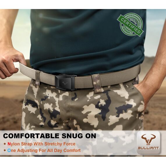 BULLIANT Taktischer Gürtel, Gürtel Herren Arbeitsgürtel Militär Wandern 3,8cm,Schnellverschluss Metallschnalle(Beige,120cm/36-40" taille verstellbar)