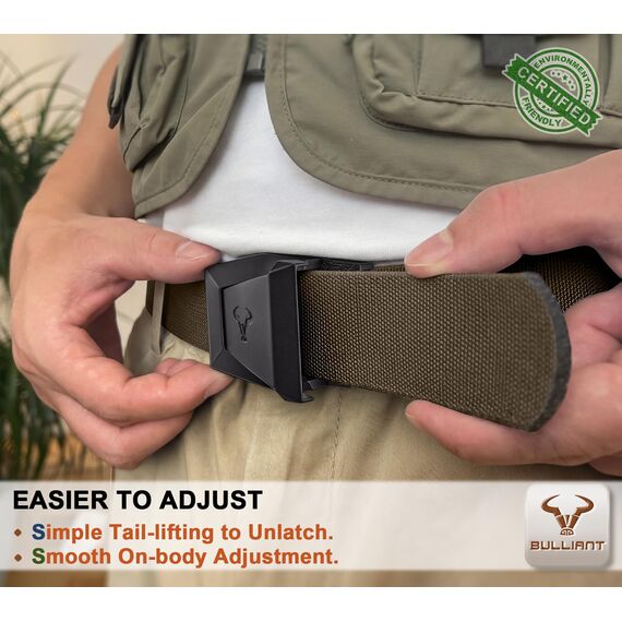 BULLIANT Taktischer Gürtel, Gürtel Herren Arbeitsgürtel Militär Wandern 3,8cm,Schnellverschluss Metallschnalle(Hellbraun,120cm/36-40" taille verstellbar)