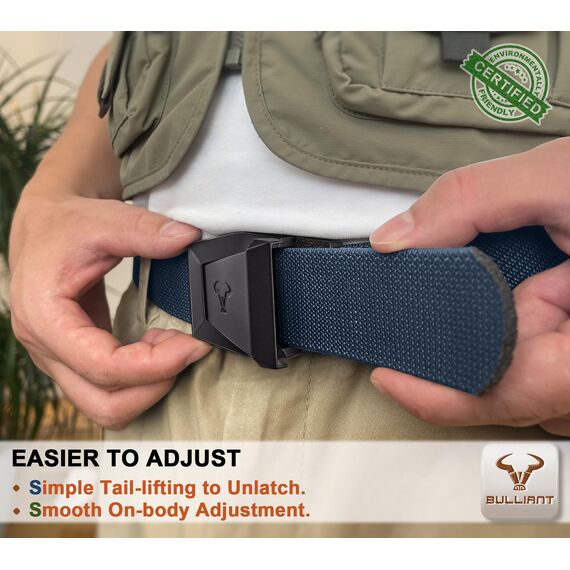 BULLIANT Taktischer Gürtel, Gürtel Herren Arbeitsgürtel Militär Wandern 3,8cm,Schnellverschluss Metallschnalle(Navy Blau,120cm/36-40" taille verstellbar)