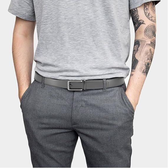CHAOREN Ledergürtel Herren – Automatik Gürtel Herren ohne Löcher für Anzug und Freizeit (Breit 35mm)