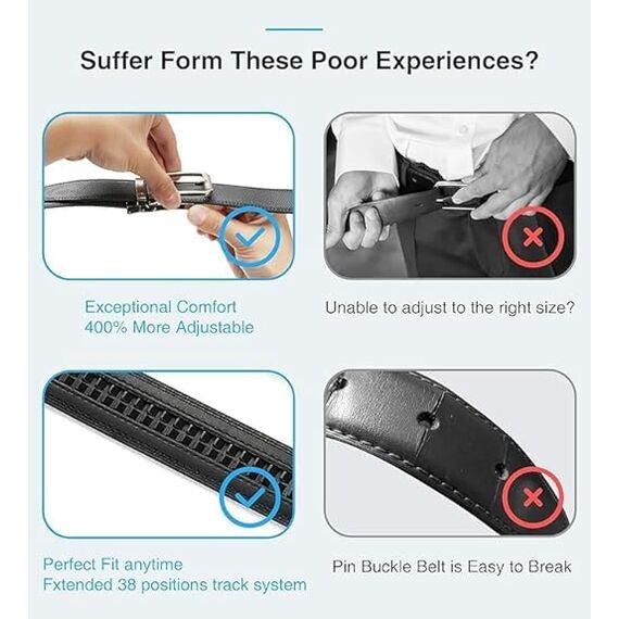 CHAOREN Ledergürtel Herren – Automatik Gürtel Herren ohne Löcher für Anzug und Freizeit (Breit 35mm)