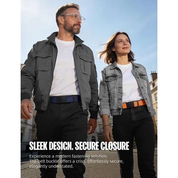 LXMY Gürtel Herren,Herren Gürtel Ohne Löcher,Stufenlos Verstellbar Canvas Stoff Gürtel Herren,Der Outdoor Business Arbeitsgürtel Passt überall Hin(Orange)