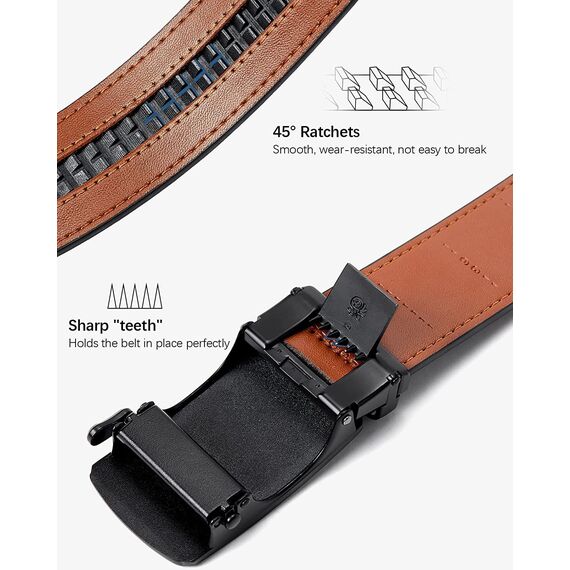 BOSTANTEN Gürtel Herren, Ledergürtel für Herren mit Ratsche Automatikschließe Business Anzug Gürtel Breit 35mm,Größe Angepasst