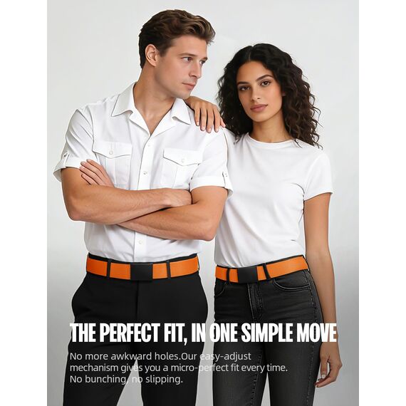 LXMY Gürtel Herren,Herren Gürtel Ohne Löcher,Stufenlos Verstellbar Canvas Stoff Gürtel Herren,Der Outdoor Business Arbeitsgürtel Passt überall Hin(Orange)