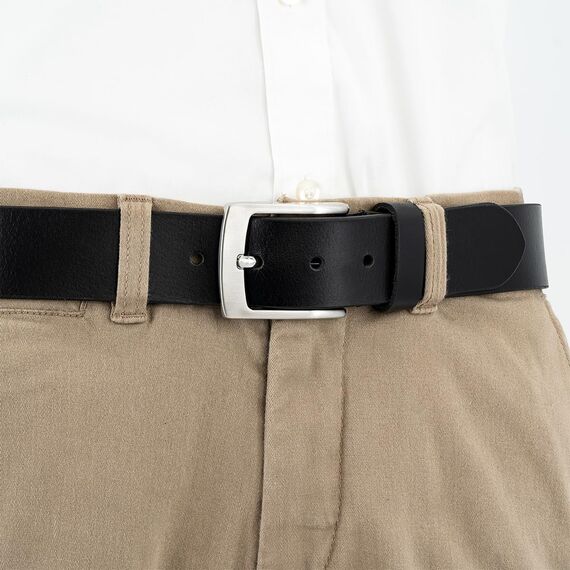 LINDENMANN Vollledergürtel Herren aus Büffelleder, 40 mm Breit, Kürzbar, Jeans-Gürtel, XL, Schwarz, Größe/Size:90