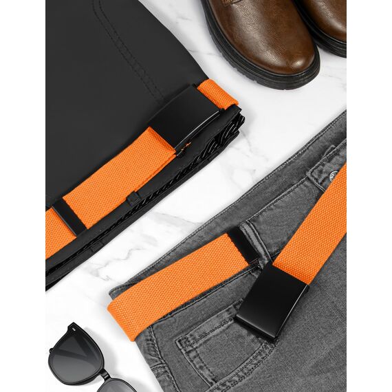 LXMY Gürtel Herren,Herren Gürtel Ohne Löcher,Stufenlos Verstellbar Canvas Stoff Gürtel Herren,Der Outdoor Business Arbeitsgürtel Passt überall Hin(Orange)