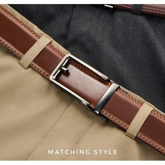 CHAOREN Ledergürtel Herren – Automatik Gürtel Herren ohne Löcher für Anzug und Freizeit (Breit 35mm)