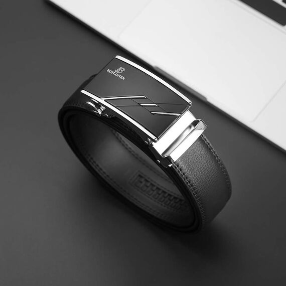 BOSTANTEN Gürtel Herren, Ledergürtel für Herren mit Ratsche Automatikschließe Business Anzug Gürtel Breit 35mm,Größe Angepasst