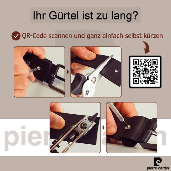 Pierre Cardin Leder-Gürtel Herren 40 mm breit, Gürtel Herren Vollledergürtel schwarz/braun, Größe/Size:Bundweite 110 cm Gesamtlänge 125 cm W 43.3 XL, Farbe/Color:braun