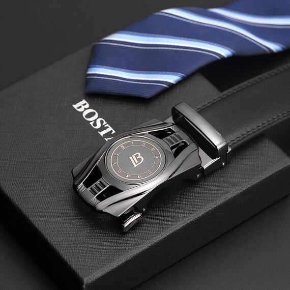 BOSTANTEN Gürtel Herren, Ledergürtel für Herren mit Ratsche Automatikschließe Business Anzug Gürtel Breit 35mm,Größe Angepasst