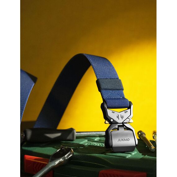 JUKMO Taktischer Gürtel, Militär Wandern 3,8cm Arbeit Gürtel mit Schwere Schnellverschluss Schnalle (Blau, 115cm)