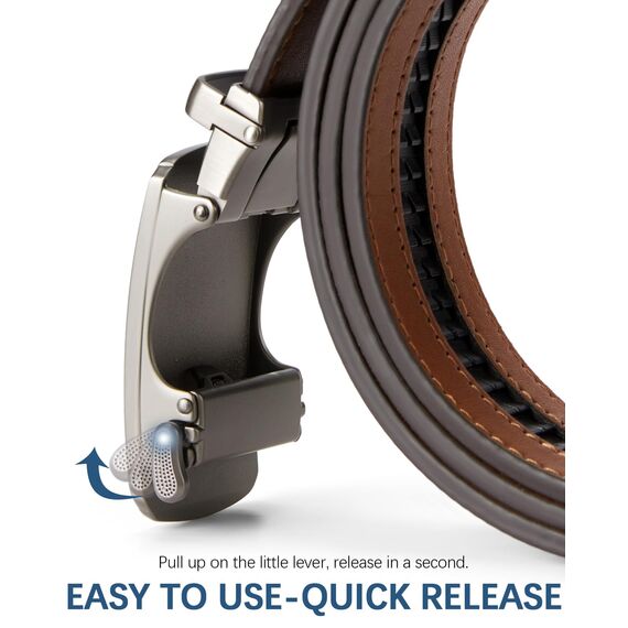 BOSTANTEN Gürtel Herren, Ledergürtel für Herren mit Ratsche Automatikschließe Business Anzug Gürtel Breit 35mm,Größe Angepasst