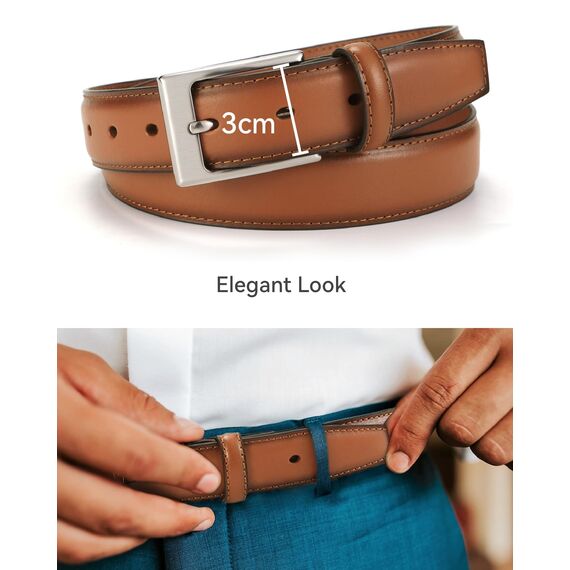 CHAOREN 3cm Ledergürtel Herren, Gürtel Herren Leder für Business und Formelle Anlässe, Anzuggürtel Perfekter zu Männer Businessschuhe